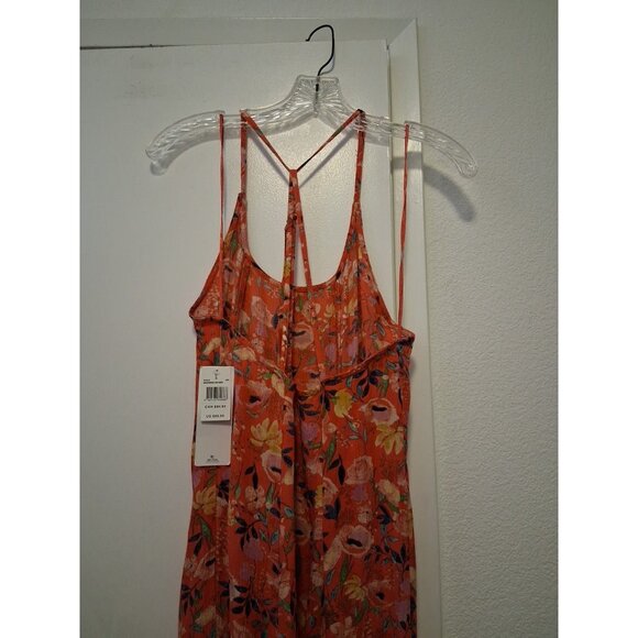 Rip Curl Long Maxi Floral Dress Spaghetti Strap Orange Yellow Pink Small NWT - Picture 5 of 7